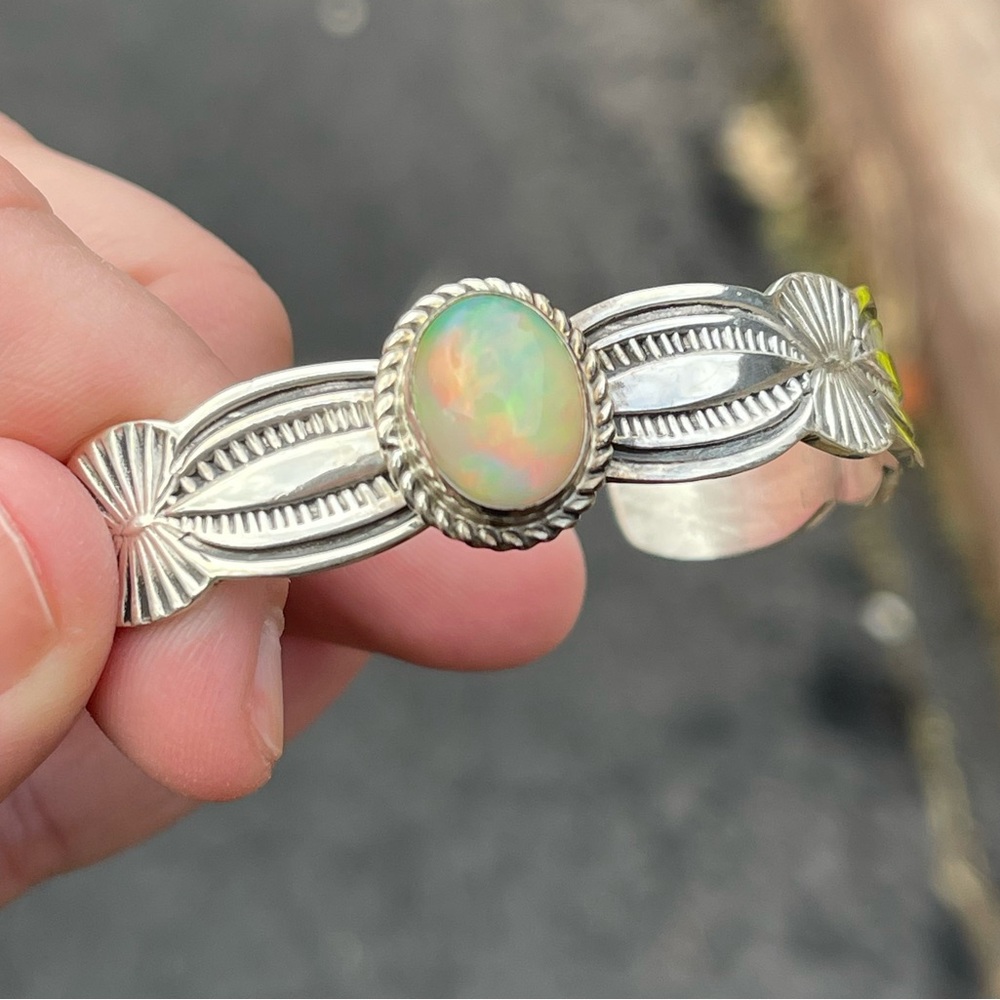 Sterling Silver Ethiopian Opal Cuff